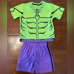 Marvel Avengers Kids Green Top and Purple Shorts Superhero Costume